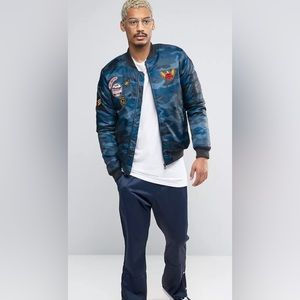 Juice Camo Bomber Jacket with Patches men Size Large